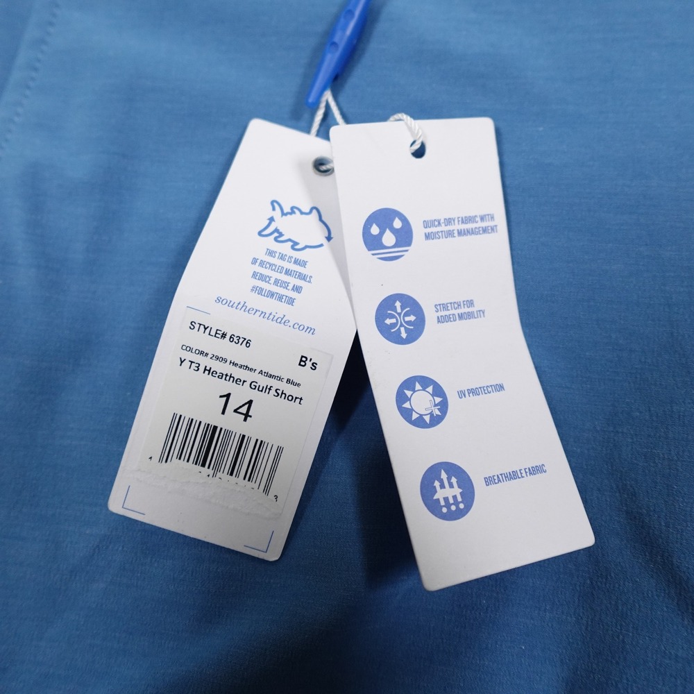 Southern Tide Shorts Boys 14 Blue Heathered T3‎ Gulf Stretch Golf Performance - Picture 4 of 11